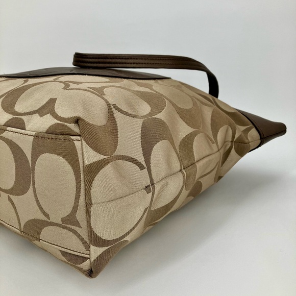 COACH Brown Metallic Laura Signature #18335 Leather Tote Bag - Picture 7 of 13